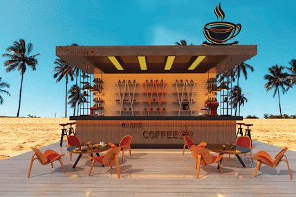 Coffee bar on Huntington Beach